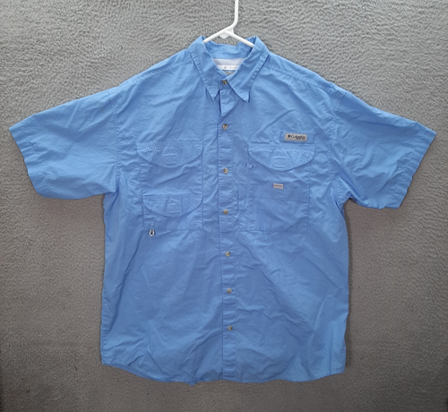 Columbia PFG Shirt Adult Medium Blue Bahama II Vented Cape Outdoors Fishing