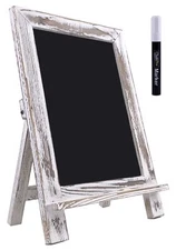 Wooden Framed Standing Chalkboard Sign (Rustic Whitewash) + Includes White Ch...
