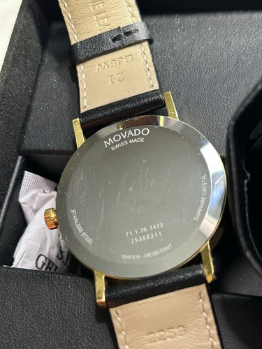 Movado Classic Museum Men's Black Watch Gold Case - Picture 12 of 21