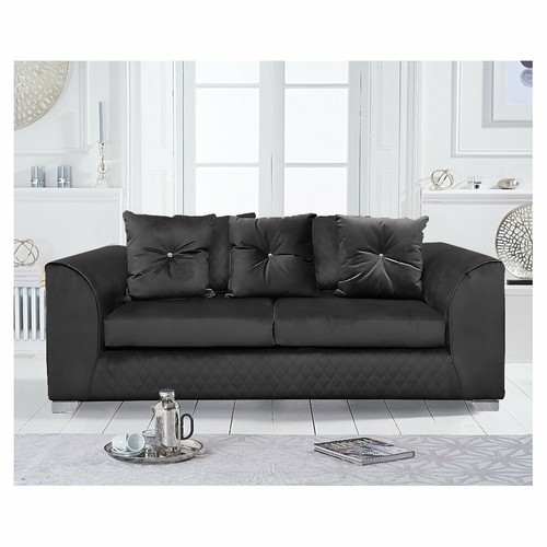 Grey black blue Corner Sofa Plush Velvet Victoria 3 Seater 2 Seater - Picture 17 of 20