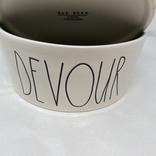 Rae Dunn Large Dog Bowls Devour Gulp Set of 2 food and water bowl set - Picture 6 of 12