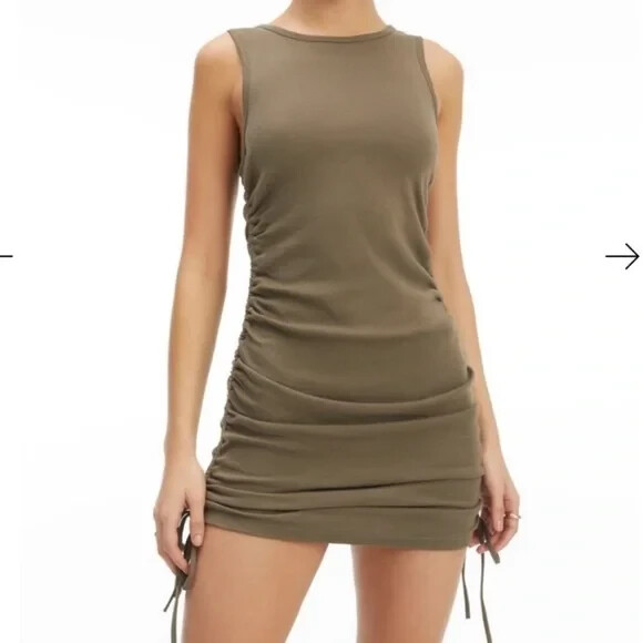 Good American Dresses | Good American Ruched Tank Mini Dress Sea Turtle Green Size 6 Nwt | Color: Green | Size: 6 | Sheromatie's Closet