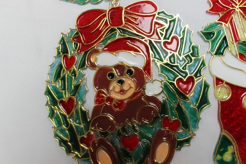 Four larger stained glass looking suncatchers Christmas - Picture 4 of 5