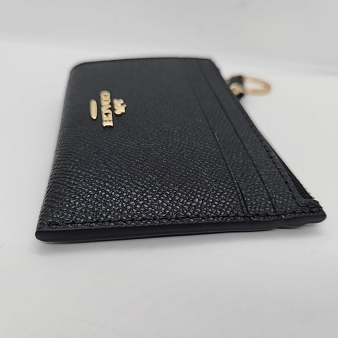 new COACH Women s Mini Skinny ID Case Crossgrain Leather Black 88250