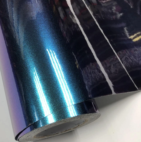 KLEBEFOLIE CAST WRAPPING CHANGIEREND BLAU LILA GLÄNZEND AUTO MOTORRAD TUNING - Bild 1 von 6