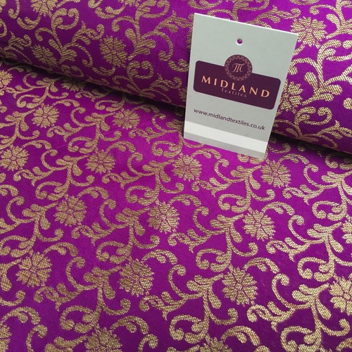 £7,50 indischer Gold Blumen Banarsi Brokat Kunstseide Stoff 52" breit MA872 - Bild 24 von 26