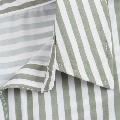 Womens Tops Summer Shirts Daily Blouses Striped Turn-down Tunic Versatile Work - Picture 7 of 43