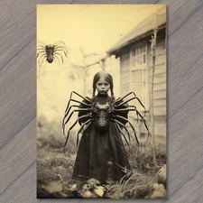 Art Print Weird Creepy Enchantingly Eerie Spider Girl Arachnid Intrigue 🕷️💀