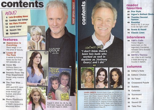 Soap Opera Digest Magazine August 3 2015 Anthony Geary Tristan Rogers - Picture 2 of 2