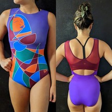 GK Katelyn Ohashi Gymnastics Leotard Abstract Magically Majestic Print Size AS