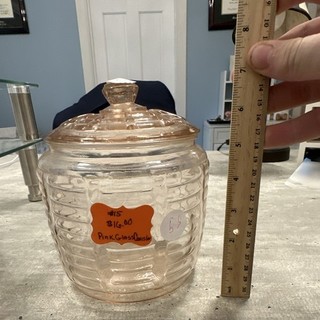 Pink Glass Container 5 Inches Tall 5 Inches Diameter