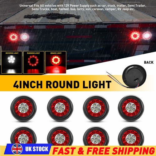 8x LED Light Round Rear Stop Tail Brake Turn Signal Lamp Trailer Truck Van Lorry - Picture 13 of 13