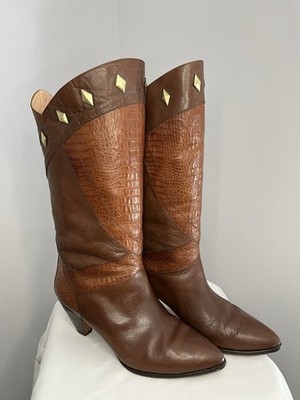 Jil Sander Brown mid-calf mixed Leather boots size 8.5