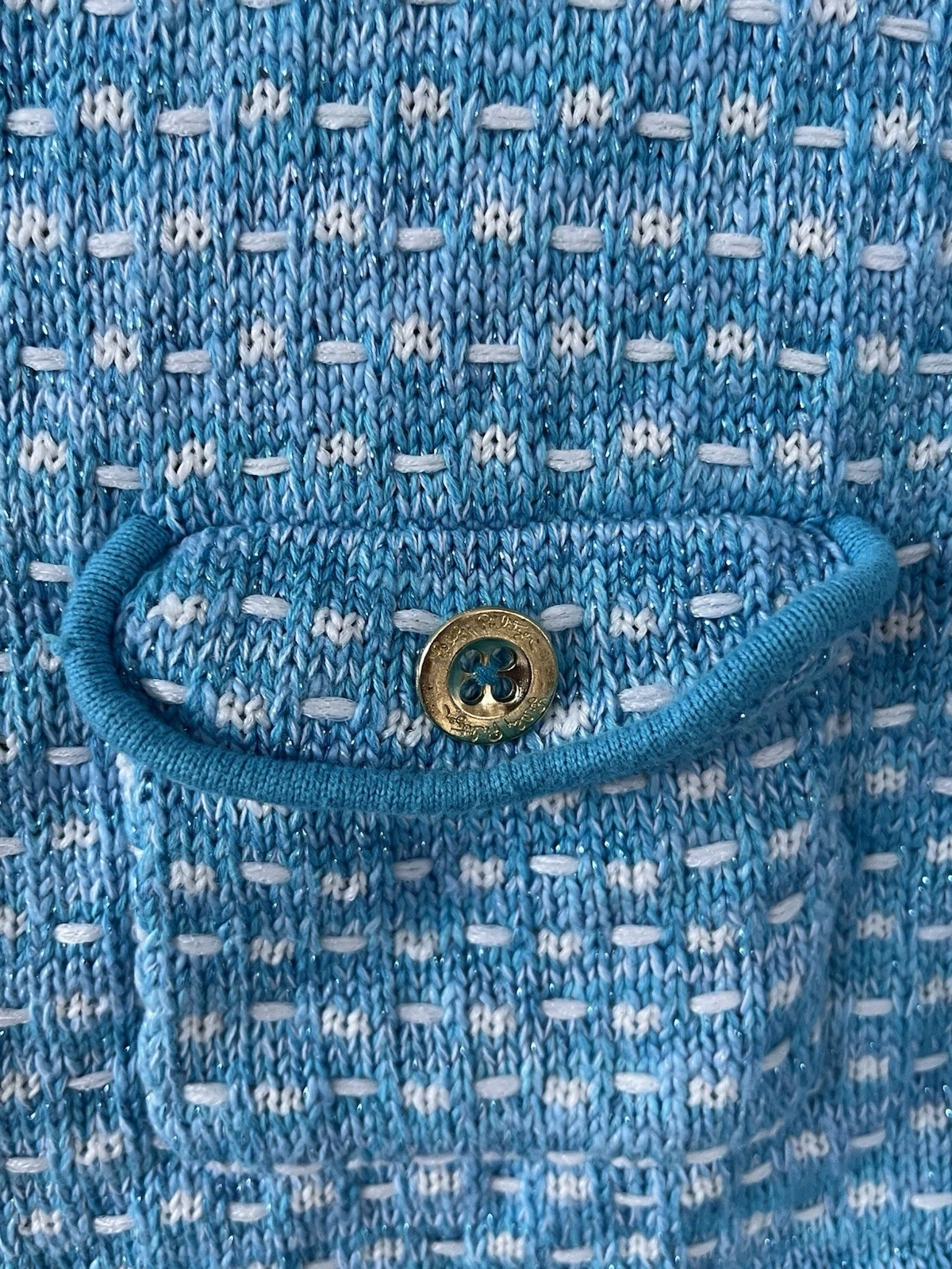 Lilly Pulitzer Women’s Kienna Cardigan Blue White Knit Pockets Button M - product detail image 5