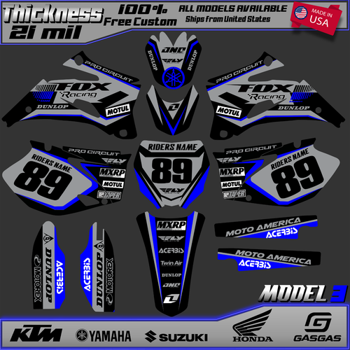 2006-2009 YAMAHA YZ 250F 450F GRAPHICS KIT DECALS 250 450 F DECO YZ250F YZ450F - Picture 3 of 6