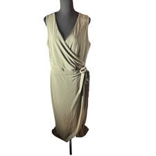 Forever Olive Sleeveless Midi Dress Size L Wrap Style Sandal Dress MJ