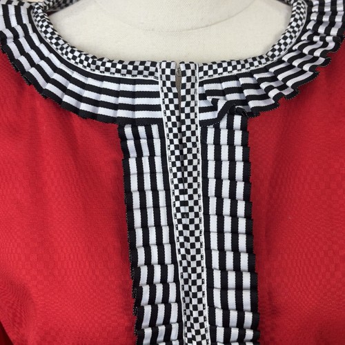 George Gross Womens Cropped Jacket Structured Shoulder Pads Red Pleated Size 10 - Picture 5 of 10