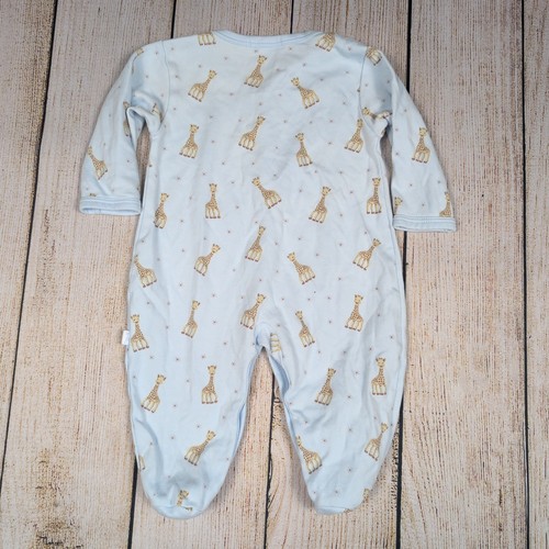 Sophie la Girafe Kissy Kissy Baby One Piece Foot Pajamas 3-6 Months Blue Giraffe - Picture 3 of 5