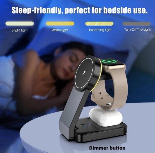 Aluminium Wireless Charger Station Stand 15W Fast Charging Portable Stand & LED - 第 9/23 張圖片