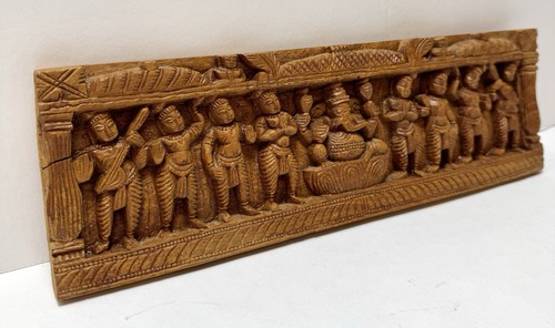 "Panel de alto relieve 3D hindy vintage de la India talla de madera estilo templo Khajuraho 12""" - Imagen 5 de 11