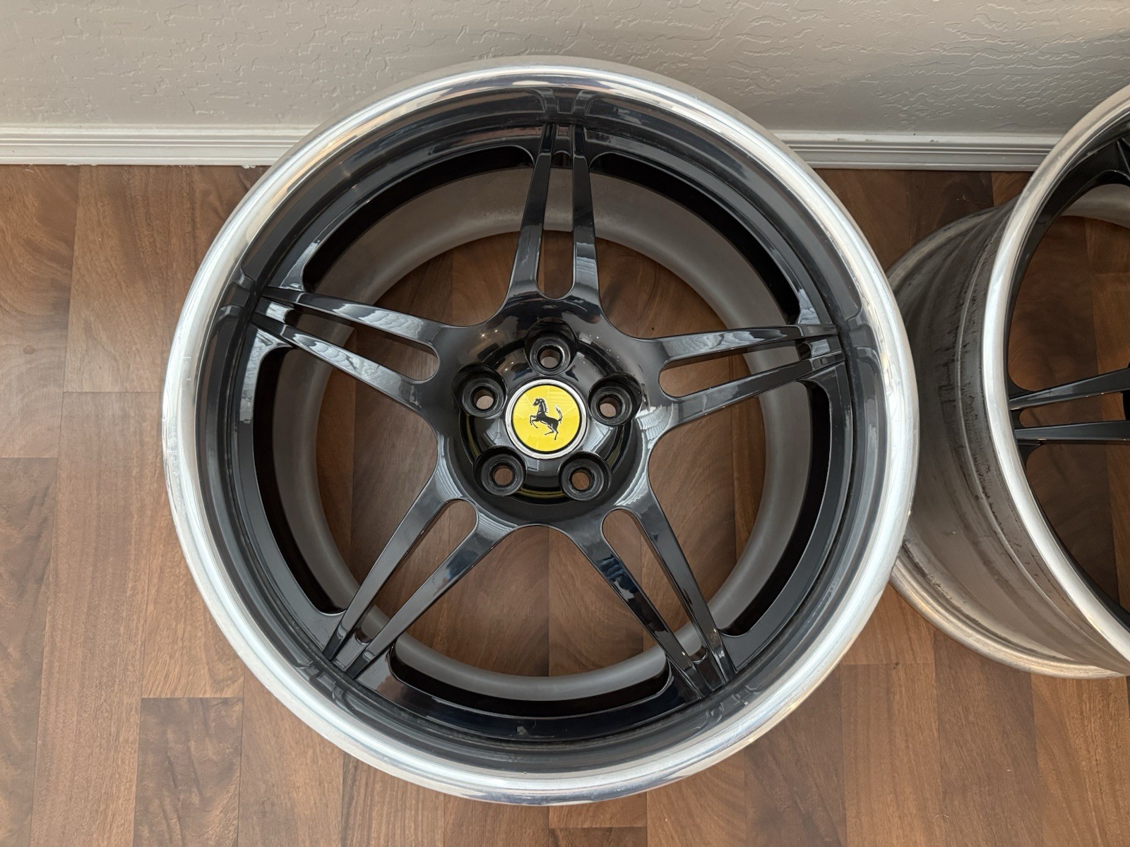 Set of 4 HRE 847R Ferrari F430/360 Wheels Gloss Black/Polished Aluminum