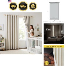 Natural 100 Blackout Linen Curtains 84 inch Long Burg for Living Room, 2 Pan...