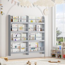 2 Pcs Kids Bookshelf, Set of 2 Wall Mount 4-Tier Book Shelf Organizer for Toy...