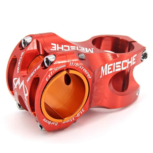 Upgraded 50mm Stem Mountain Bike, CNC MTB Short Stem Red 31.8 or 35mm Bars Ri...