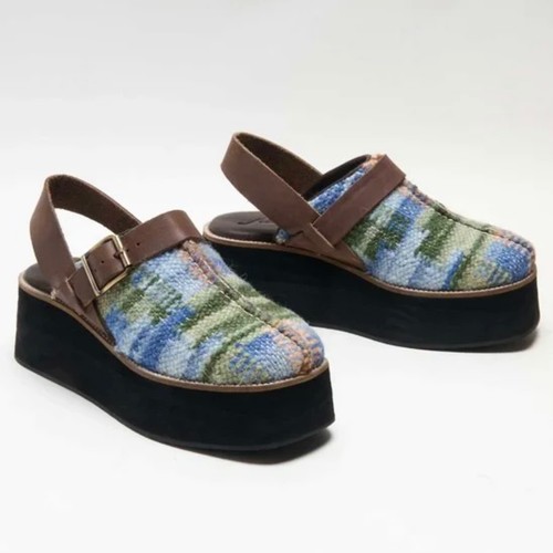 Free People Astrid Brown Leather Slip On Mule Casual Boho Platform Slingback 9.5 - Picture 3 of 20