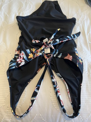 Damen Einteiler Badeanzug Cupshe Medium Tropical Vacation Vibes Sexy V Line Neu - Bild 6 von 6