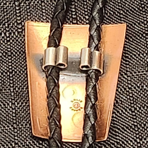 Vintage Southwestern Türkis Massiv Kupfer Bolokrawatte Halskette Leder Handarbeit - Bild 7 von 11