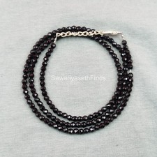 Black Tourmaline Necklace, 3mm Faceted Rondelle, Natural Protection Choker, Mini