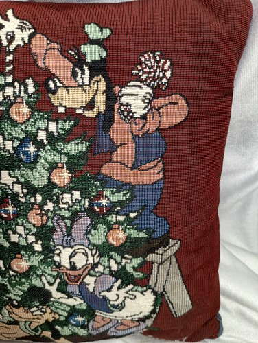 Two Vintage Disney Christmas Throw Pillow Donald Daisy Pluto Goofy - Picture 2 of 5