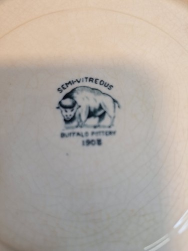 Set Of 2 Buffalo Pottery Plates 1908. No Chips Or Cracks. Crazing Due To Age. - Picture 7 of 11