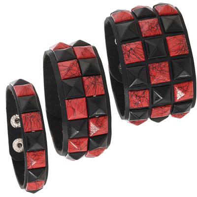 Gothic Cuff Wrap Leather Spikes Bracelet Punk Rivet Square Stud Charm Bracelets