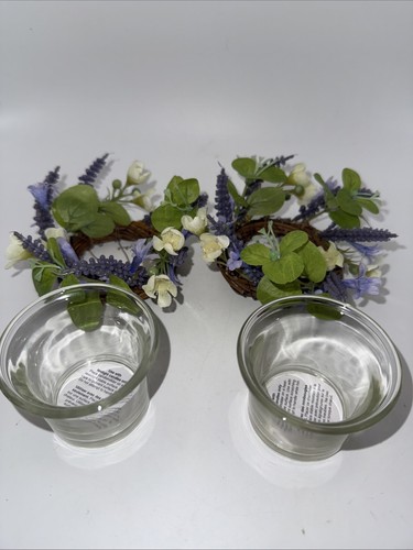 Pier 1 Imports Flieder Blumen Votivkerzenhalter Set Zweig Böden 2”Hx3”B NEU OHNE ETIKETT! - Bild 6 von 13