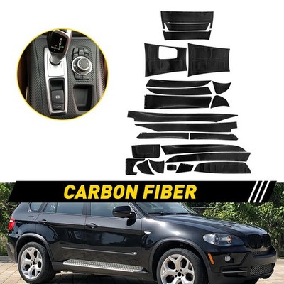 Black Carbon Fiber Interior Kit Cover Trim For BMW X5 E70 X6 E71 2008 09 10-14 D