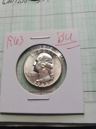 1963 25C BU Silver Washington Quarter 90% Silver  USA 🇺🇸