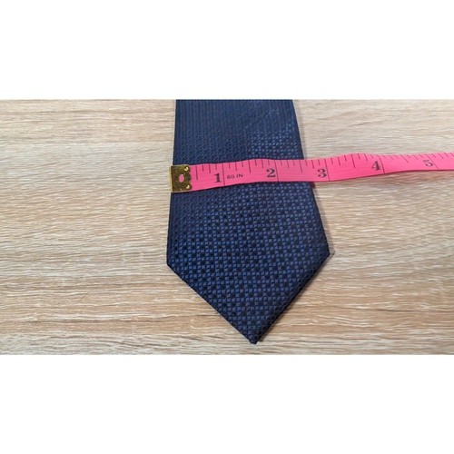 Zenio Navy Blue Textured Microfiber Tie Men’s 3” Handmade Necktie - Picture 2 of 3