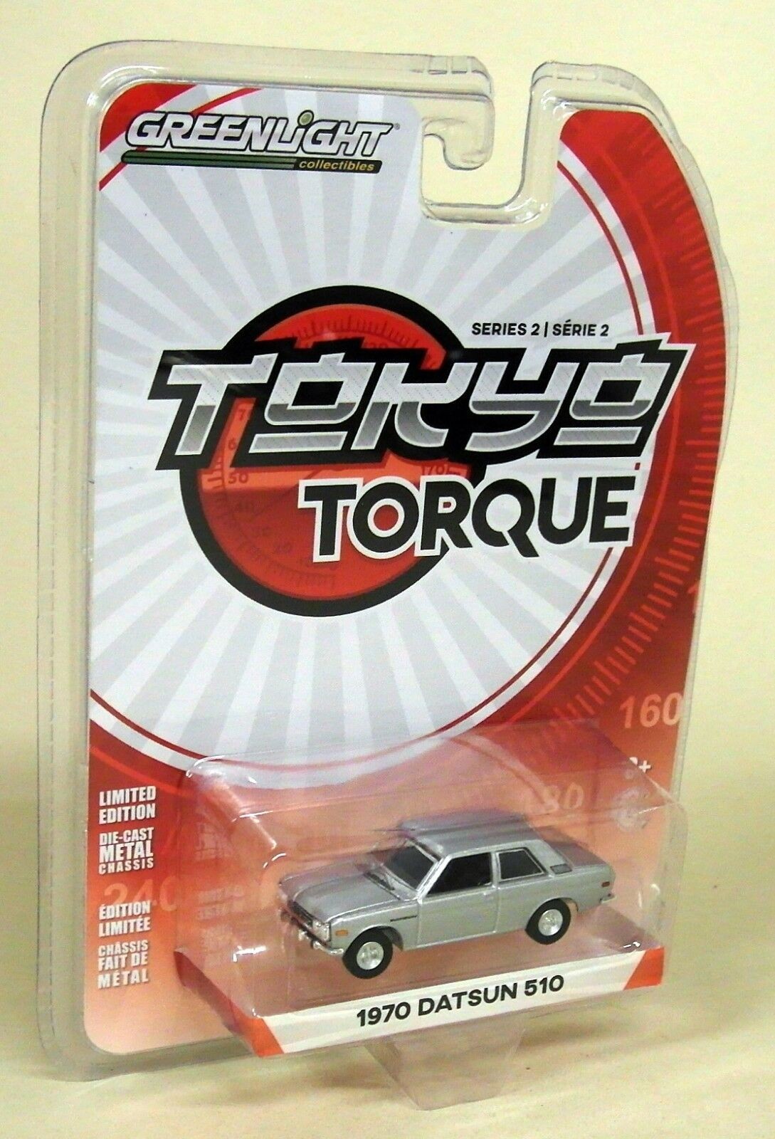 Greenlight 1/64 Tokyo Torque 1970 Datsun 510 Silver Diecast Model Car