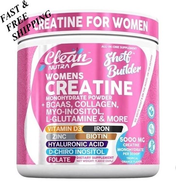 Women s Creatine Powder w/ BCAAs, Collagen, Inositol   Clean Nutra Shelf Builder