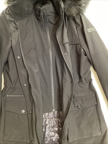 DKNY Anorak Parka mit Kunstfellkapuze Damen Jacke Gr. Large schwarz Winter warm - Bild 7 von 16