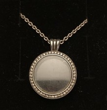 Solid Silver Pandora Pave Set Locket with Floating Charms on adjustable Chain