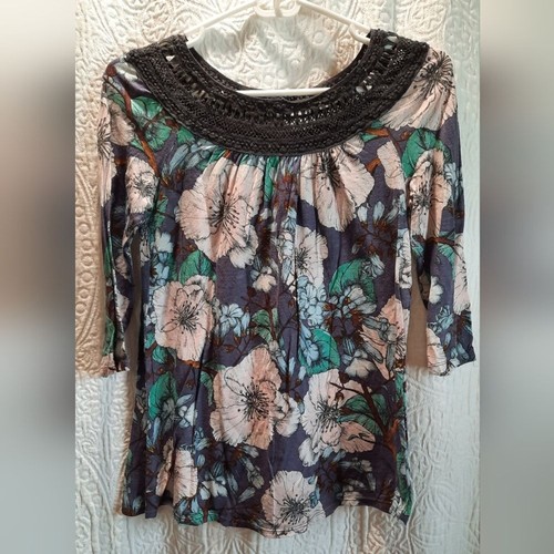 Meadow Rue Anthropologie Blouse Womans Small Floral Crochet Casual Classic - Picture 2 of 14