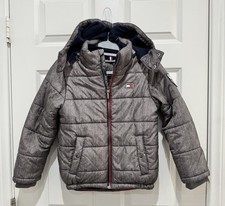 Tommy Hilfiger Kids' Boys Quilted Hooded Puffer Jacket Coat - Gray Navy Sz S