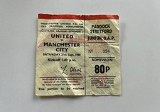 1980 Manchester United v Manchester City Match Ticket Stub Rare