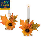 Fall Candle Holder for Thanksgiving: Candlestick Holders Decor for Autumn Table 