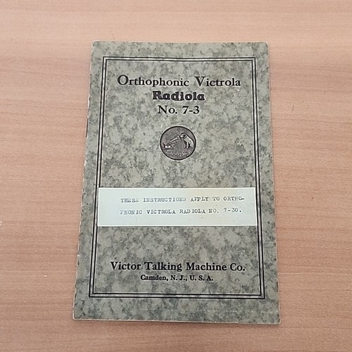 Ortofónica Victrola Radiola Nº Manual Victor Talking Machine Co 7-30 - Imagen 1 de 4