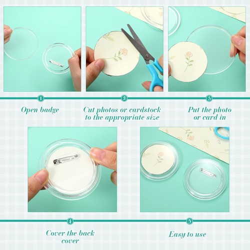 200 Pcs 3" Clear Button Pins for DIY Crafts - Picture 5 of 9