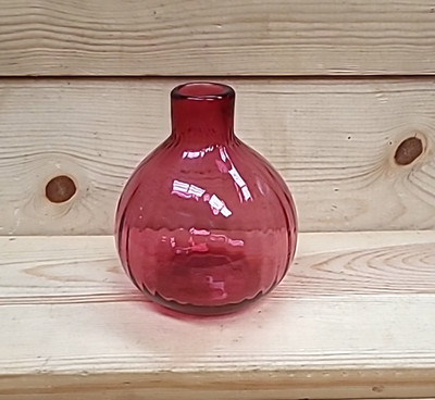 Vintage Small 3.75'' Cranberry Glass Jug Style Pitcher Vase Hand-Blown Art Glass